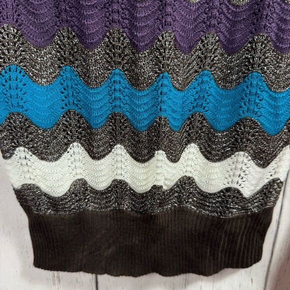 Apple Bottoms Womens Y2K Sweater Knit Zig Zag Brown Green Crewneck Long Sleeve - Picture 7 of 15